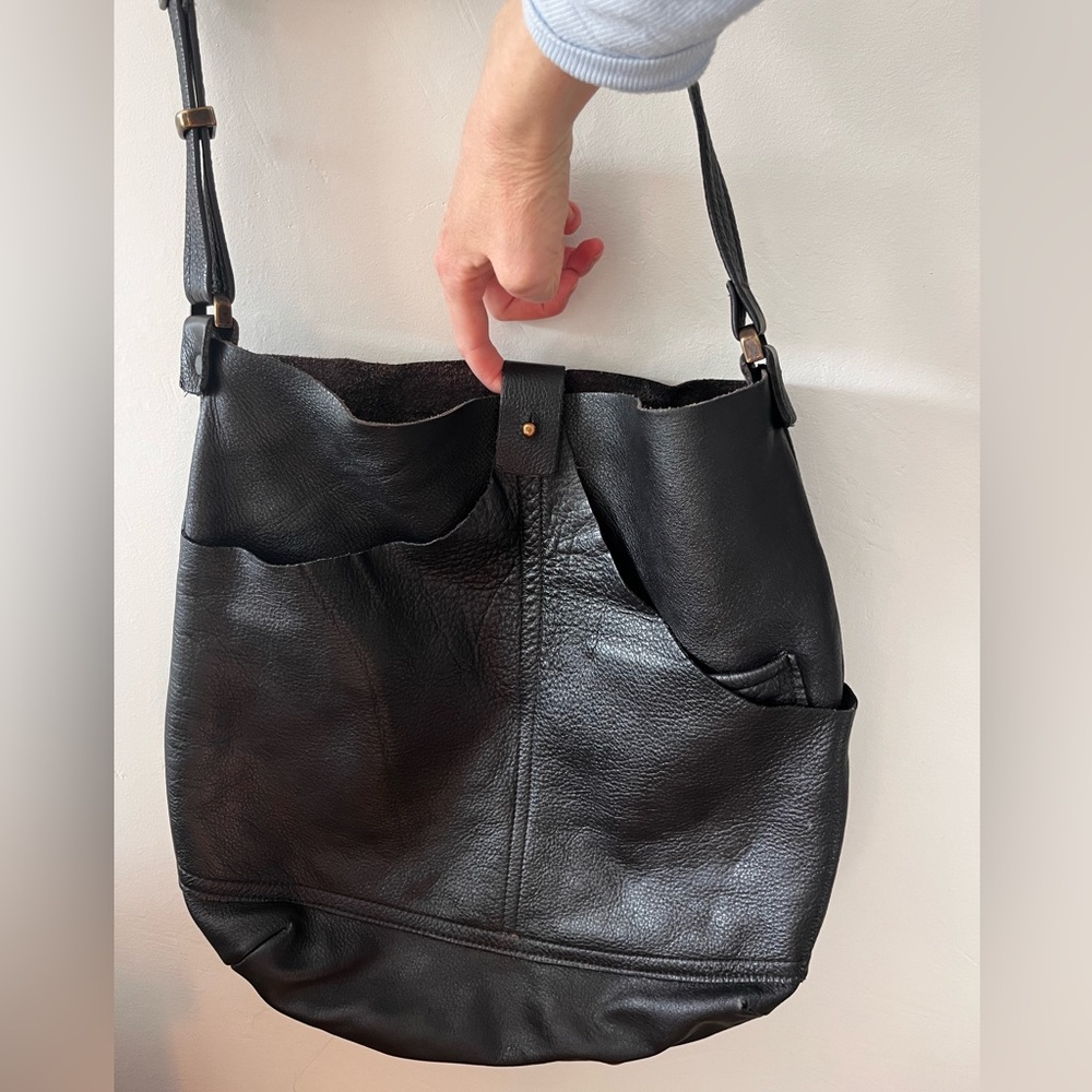 Rough & Tumble large leather bag in eggplant color